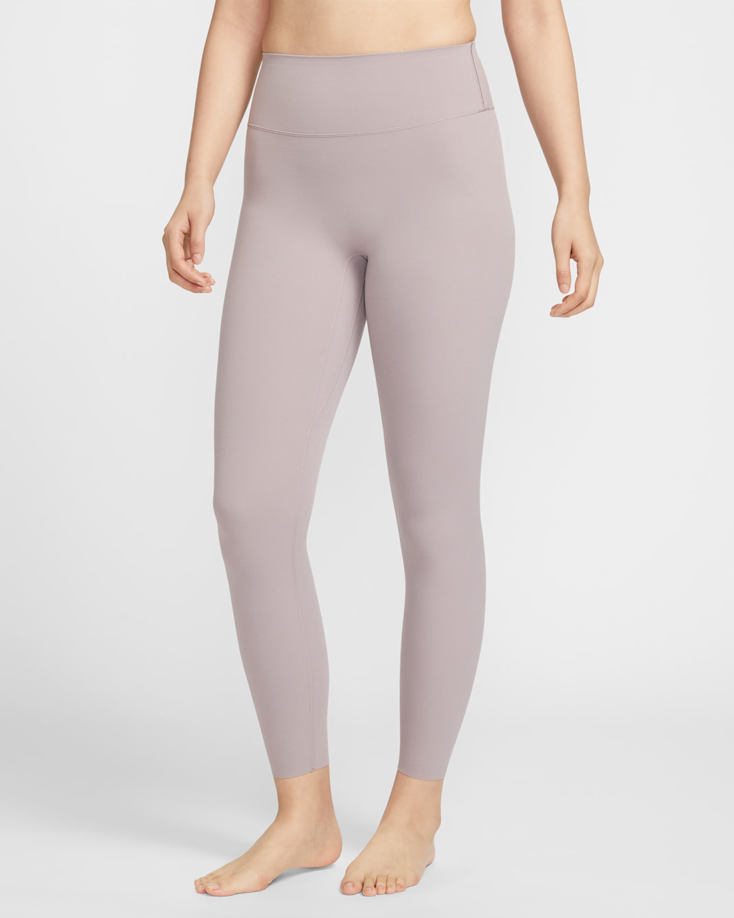 Nike Zenvy Women's High-Waisted 7/8 Leggings with No Front Seam - Light Violet Ore/White