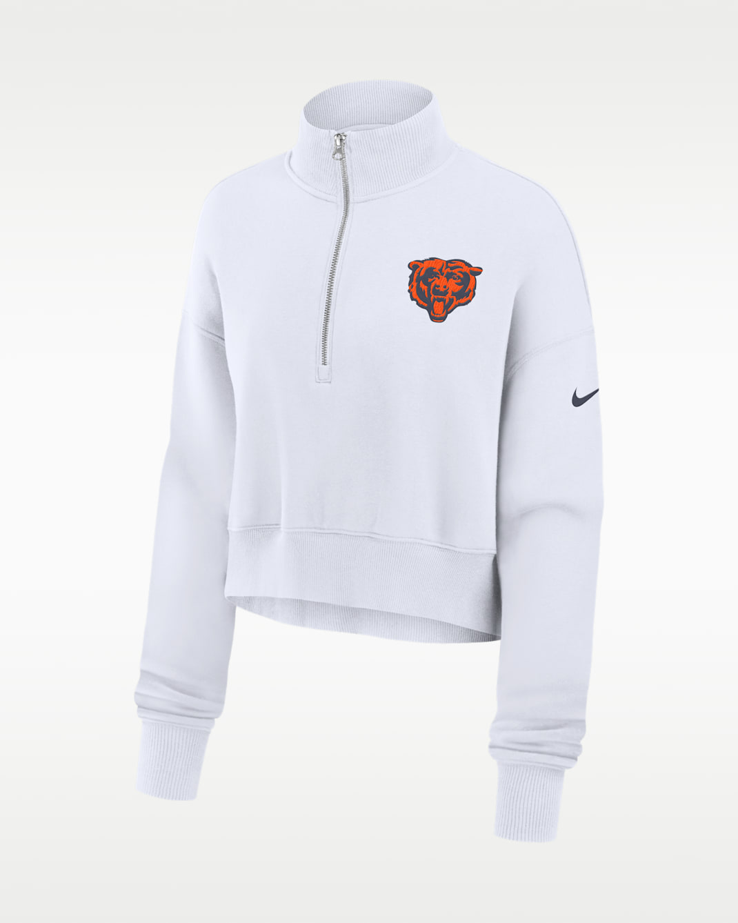 Chicago Bears Primetime Phoenix Women's Nike NFL Oversized Cropped 1/4-Zip Crew - White
