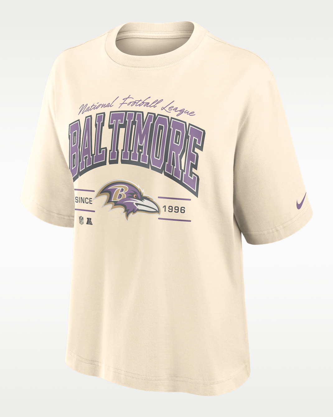 Baltimore Ravens Vintage Mod Boxy Women's Nike NFL T-Shirt - Cream