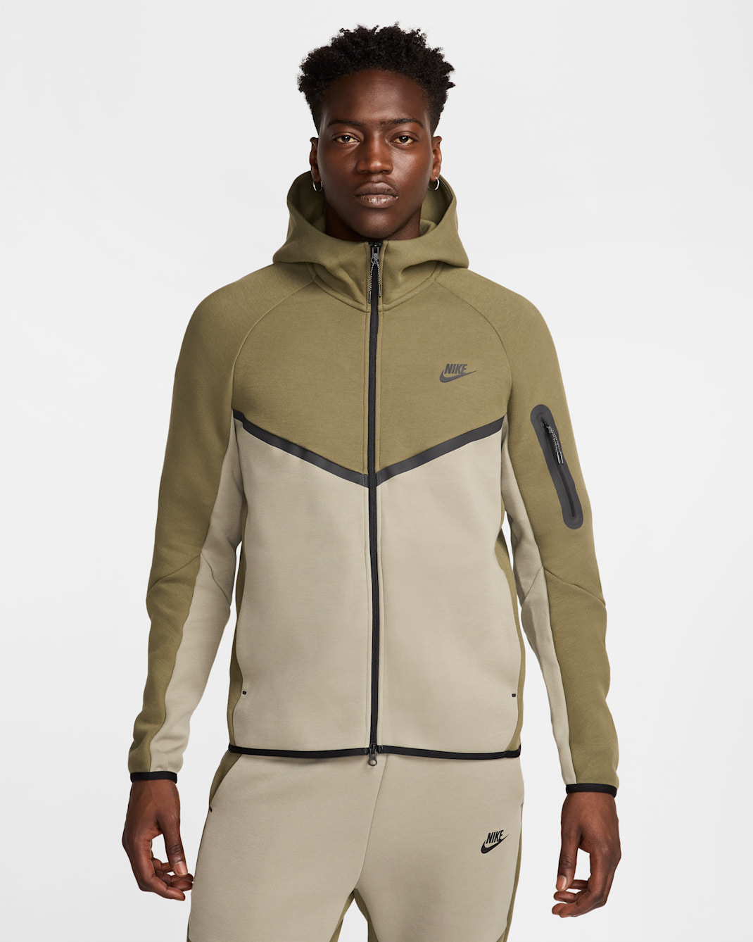 Nike Tech Men's Fleece Windrunner Full-Zip Jacket - Medium Olive/Light Army/Black
