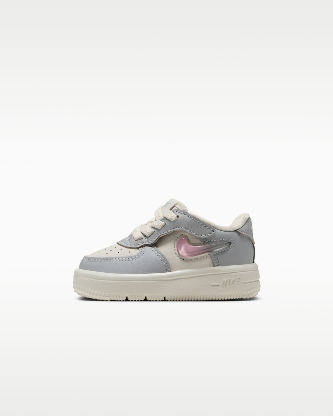 Tenis para bebé e infantil Nike Force 1 Low EasyOn - Gris lobo/Fantasma/Vela/Rosa amanecer