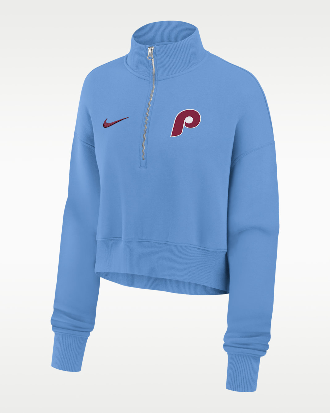 Philadelphia Phillies Phoenix Women's Nike MLB Cropped 1/4-Zip Crew - Blue