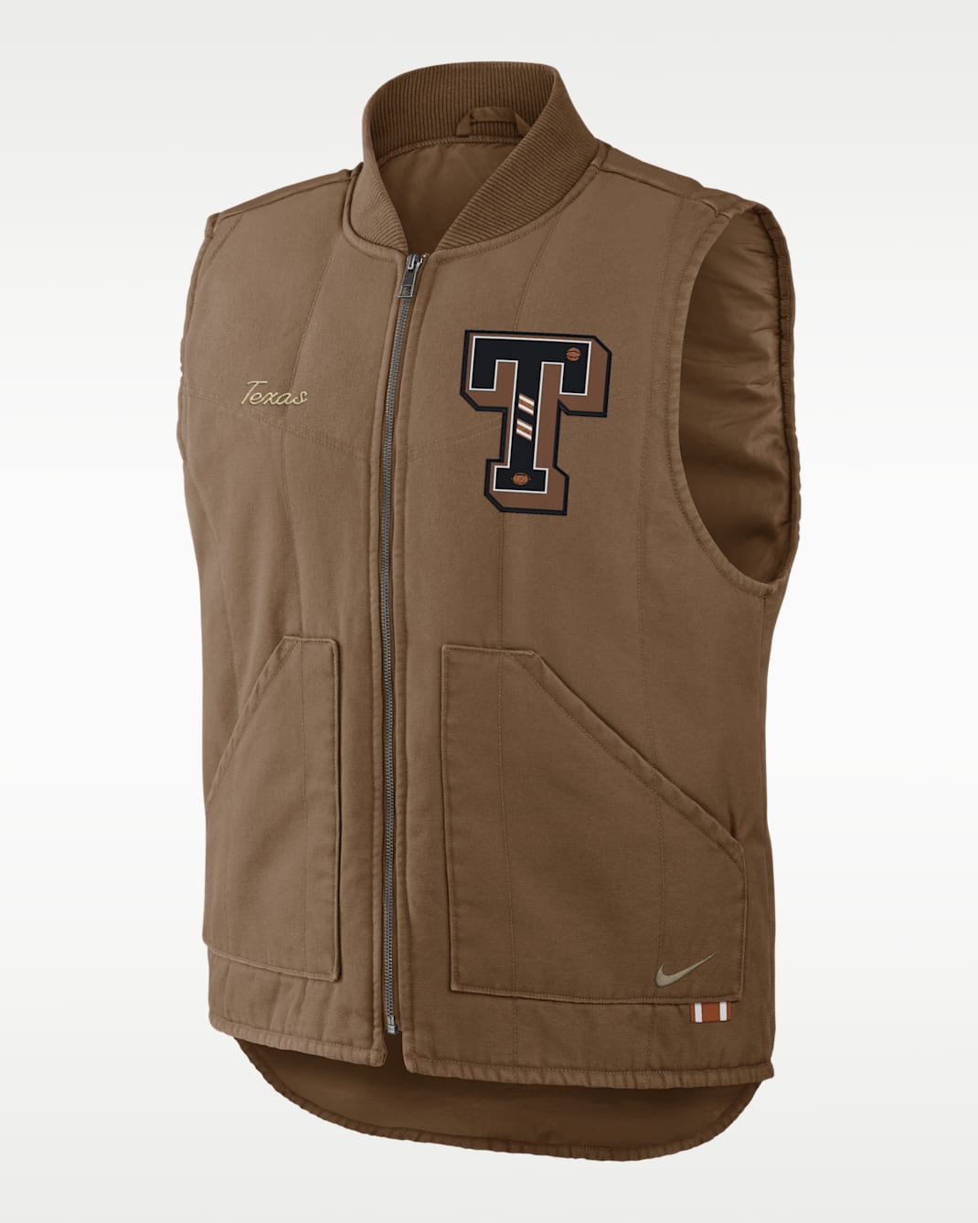 Chaleco universitario Nike acolchado de cierre completo para hombre Texas Academic - Tostado británico claro