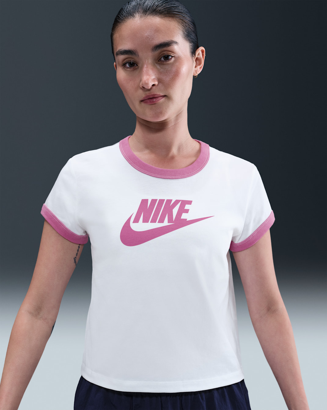 Nike Sportswear Women's Short-Sleeve Ringer T-Shirt - White/Playful Pink
