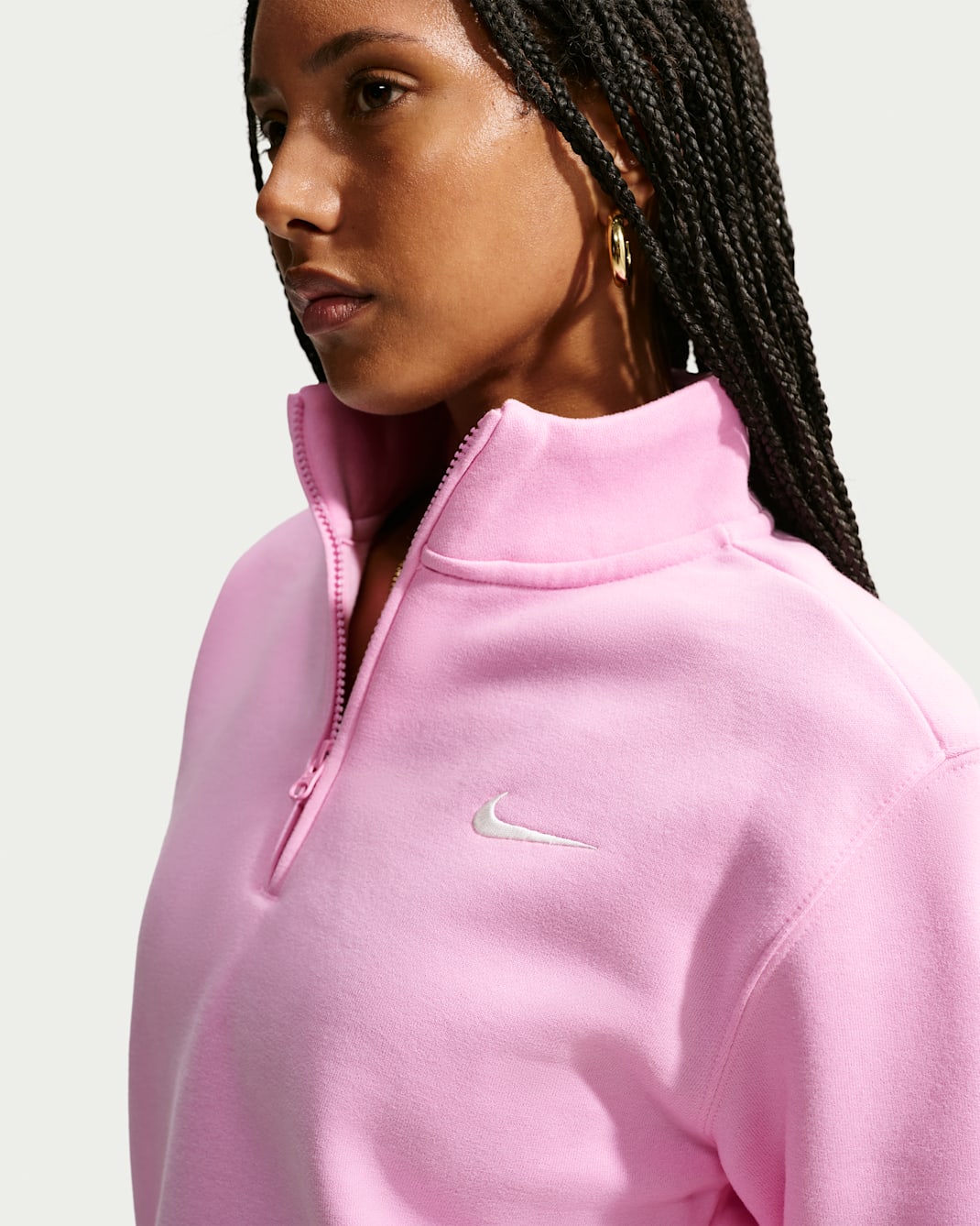 Nike Studio Fleece Medium Weight Women's 1/4-Zip Top - Pink Rise/Sail
