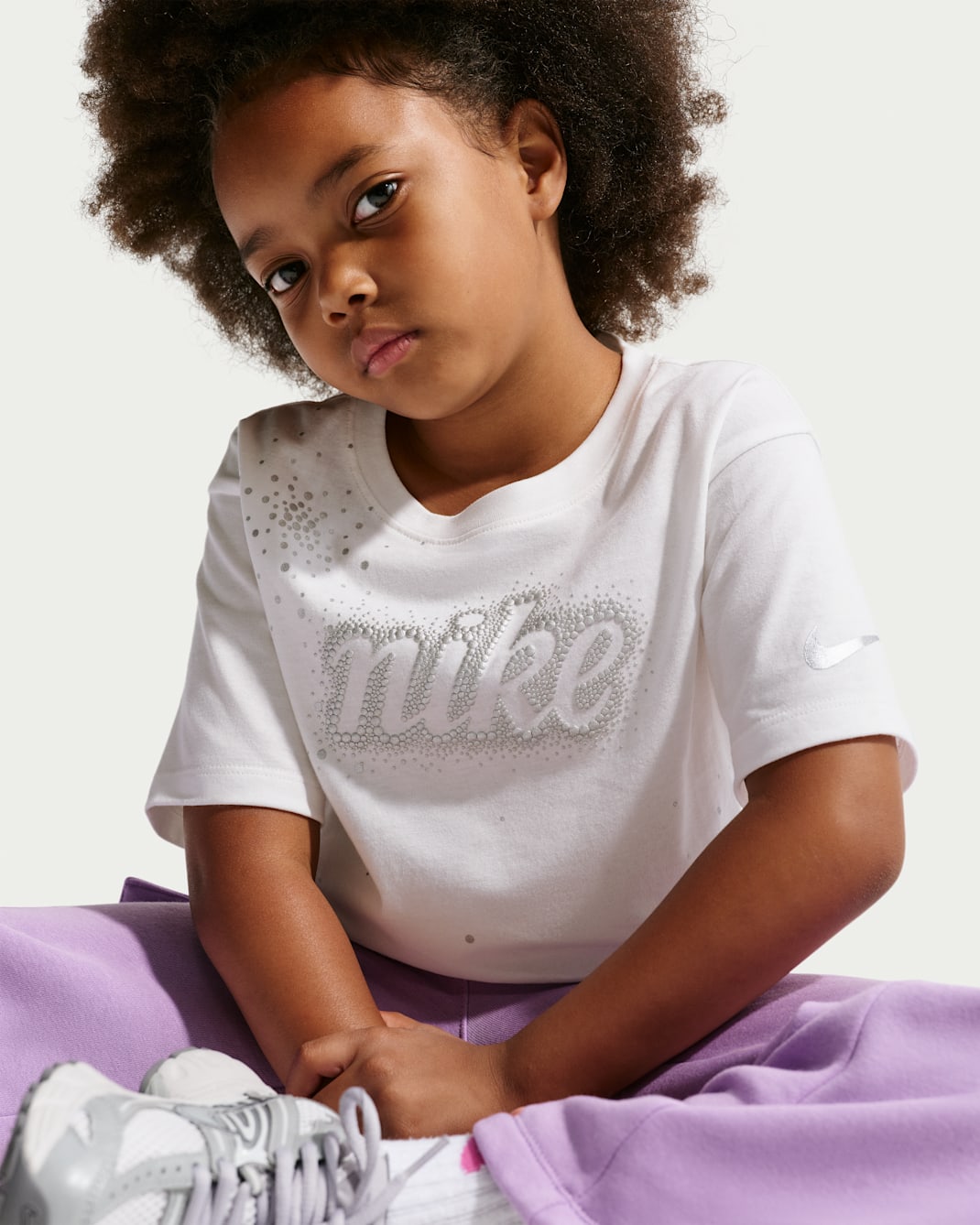 Nike Little Kids' Swoosh Sparkle Boxy T-Shirt