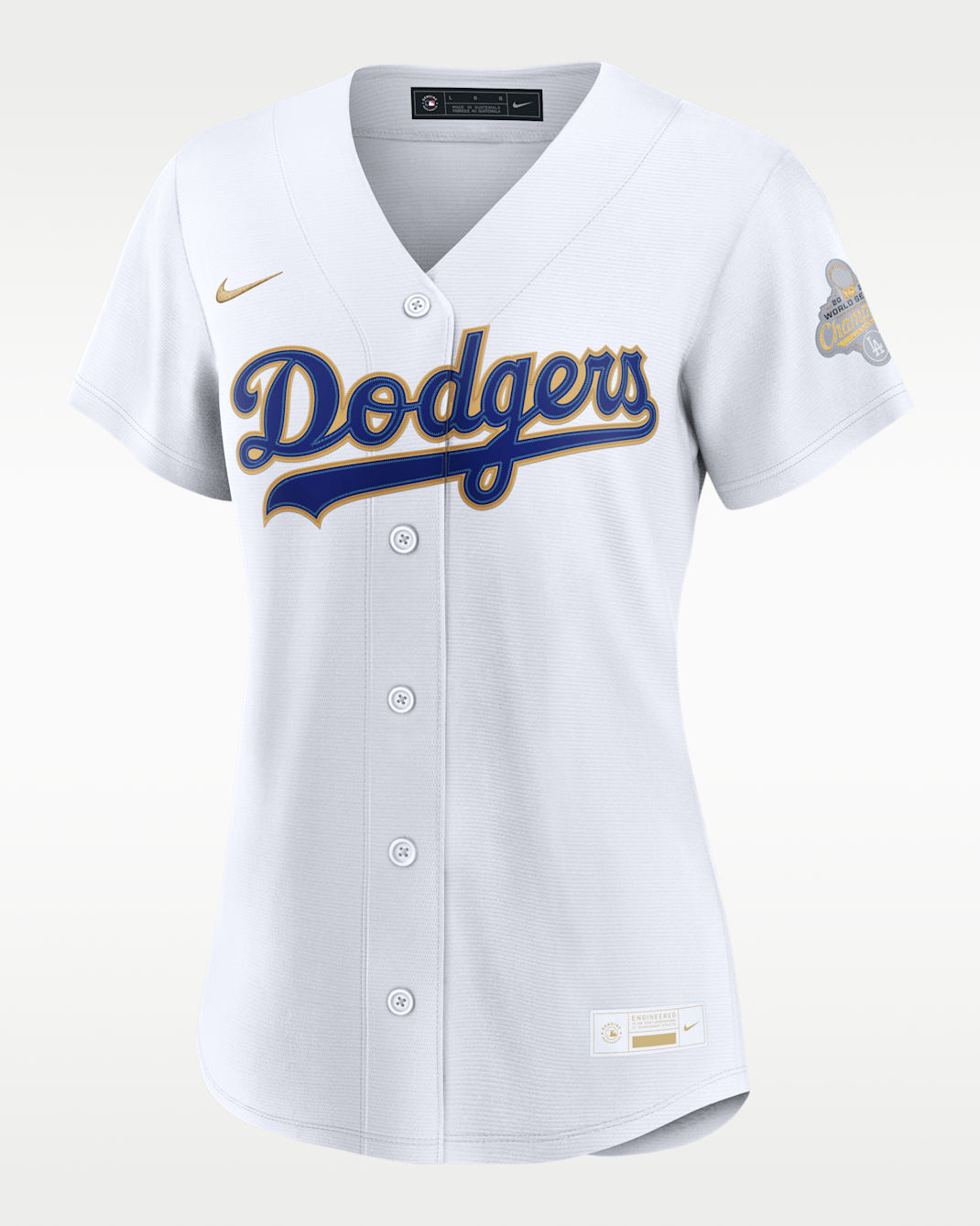 Los Angeles Dodgers 2025 World Series Champion Gold Series Women's Nike MLB Stadium Jersey - White