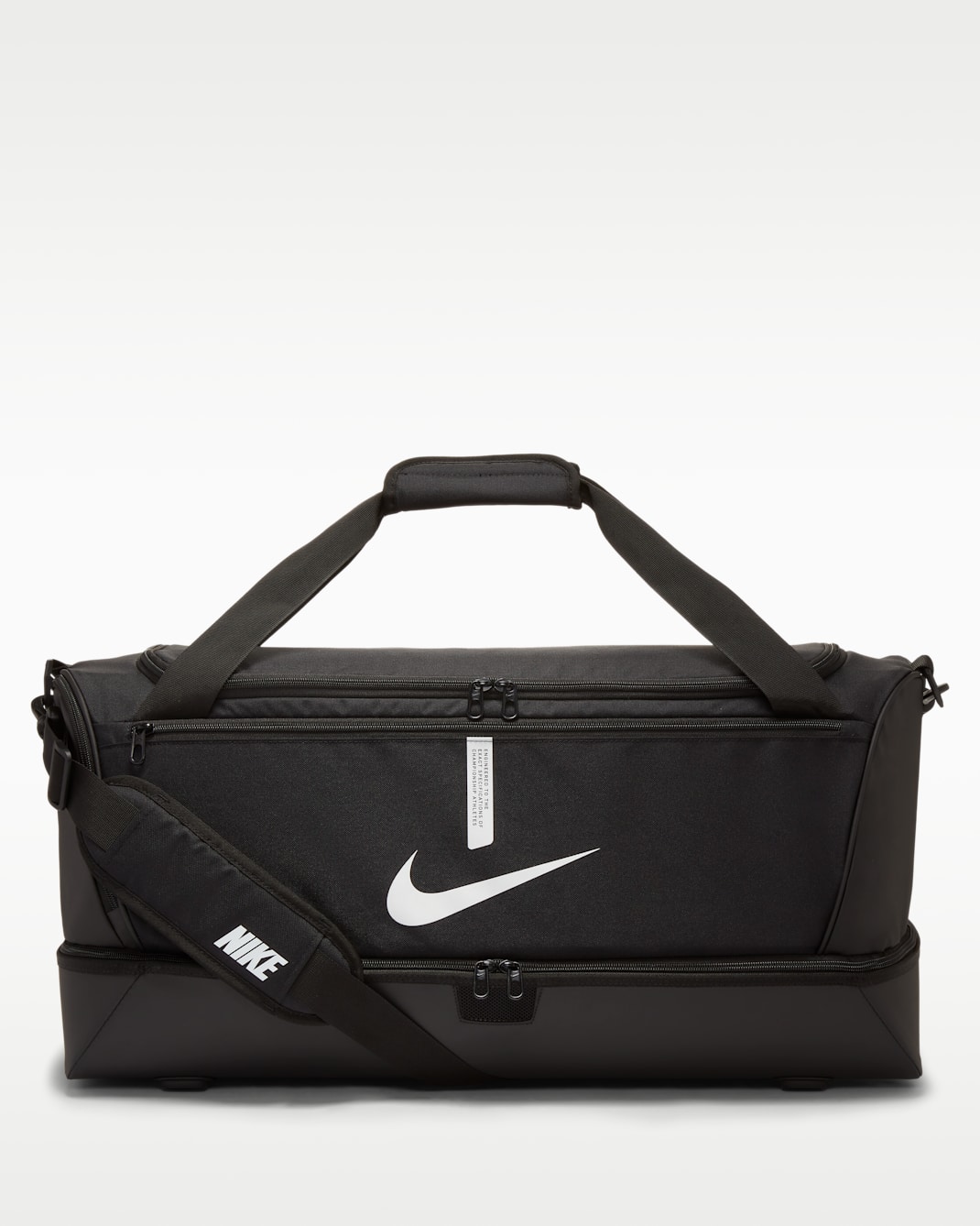 Saco de desporto de futebol rígido Nike Academy Team (grande, 59 L) - Preto/Preto/Branco