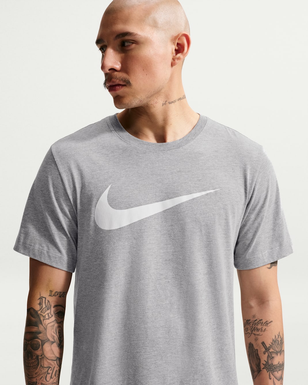 Nike Sportswear Swoosh Men's T-Shirt - Dark Grey Heather/White