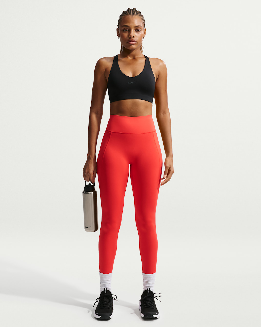 Leggings de cintura alta sin costura delantera de 7/8 para mujer Nike Universa - Carmesí claro/Rojo universitario/Rojo universitario