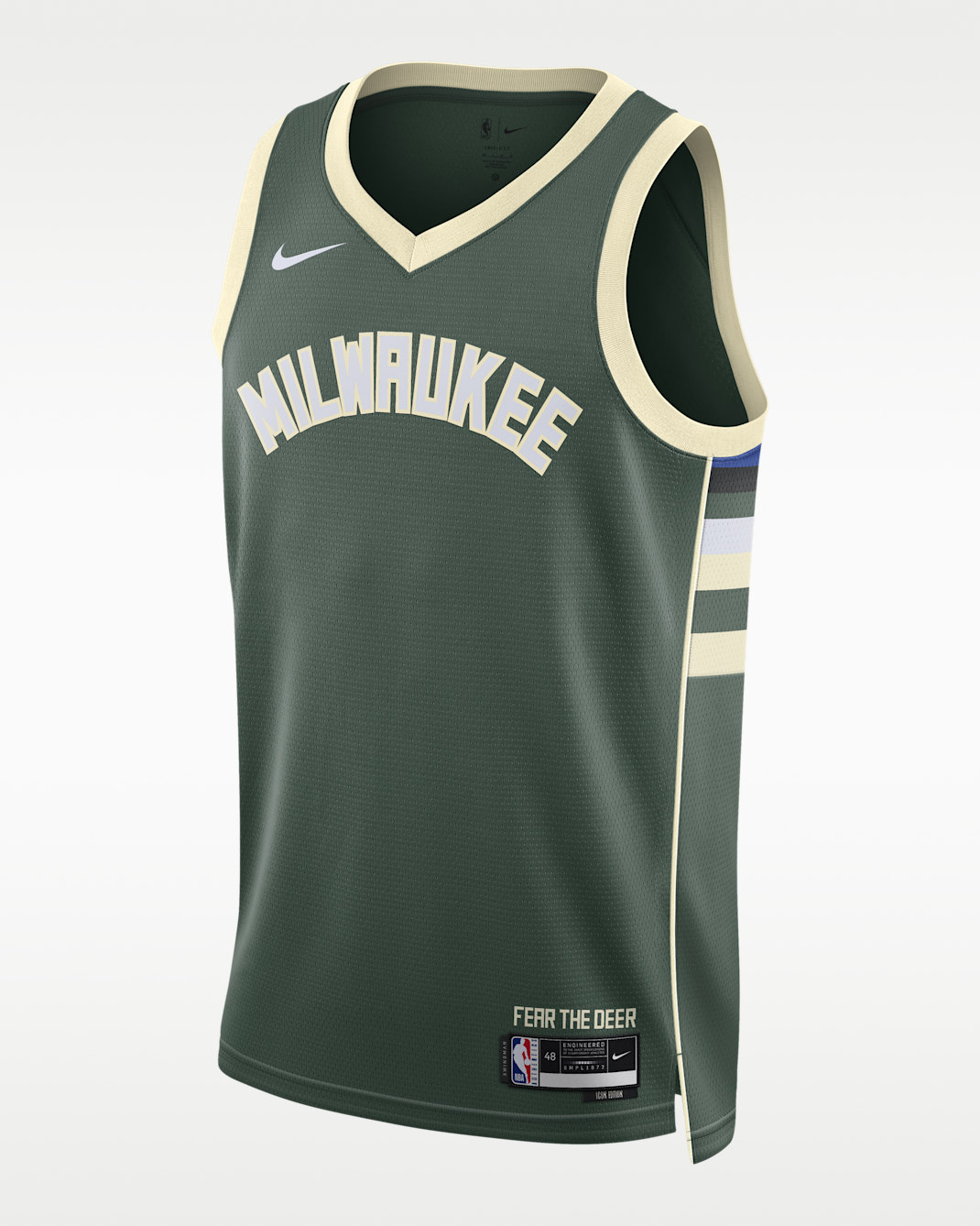 Milwaukee Bucks Icon Edition 男款 Nike Dri-FIT NBA Swingman 球衣 - Fir/白色