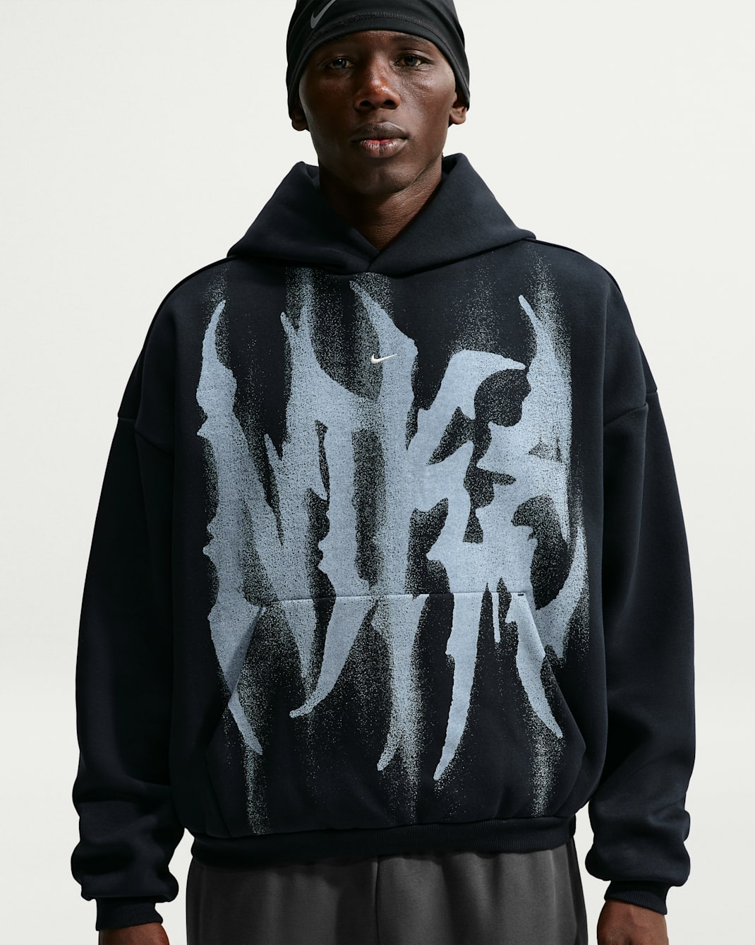 Børstet Nike Standard Issue basketball-pulloverhættetrøje til mænd - sort/hvid/Pale Ivory