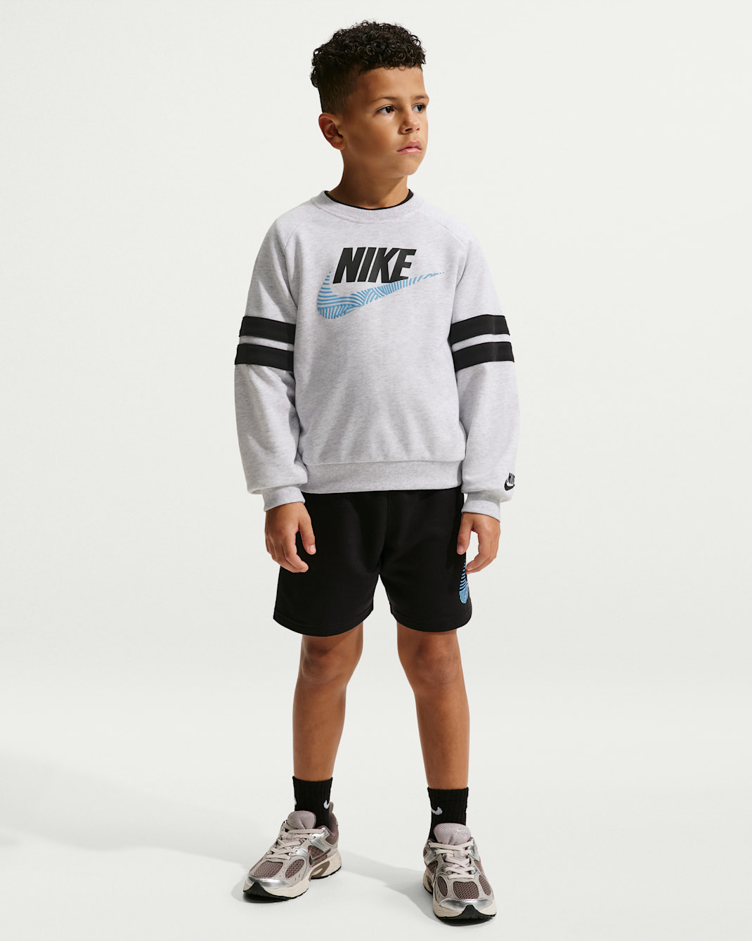 Nike Sportswear In The Zone Little Kids' French Terry Oversized Crew - Birch Heather