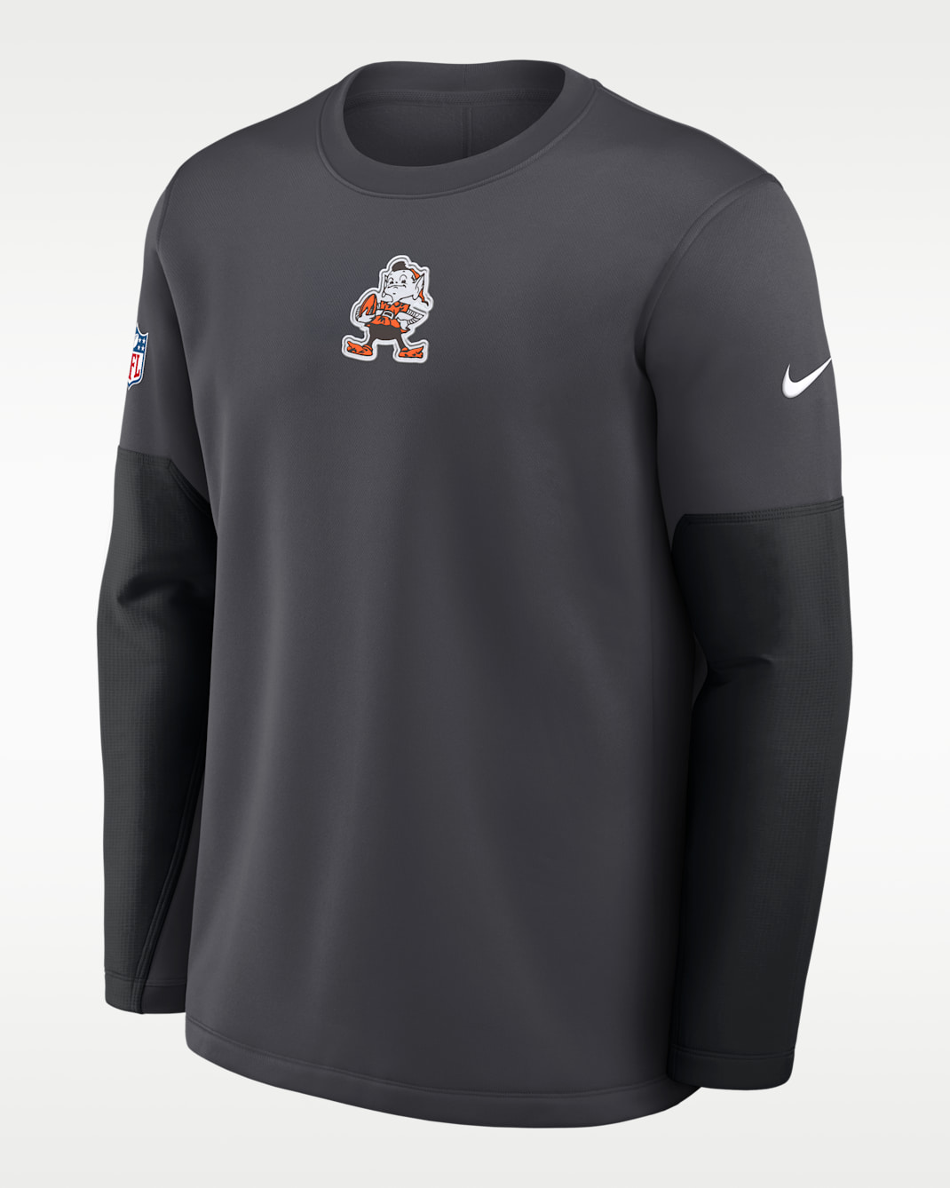 Playera de manga larga Nike Therma-FIT de la NFL para hombre Cleveland Browns Scripted To Win Sideline Coach - Antracita