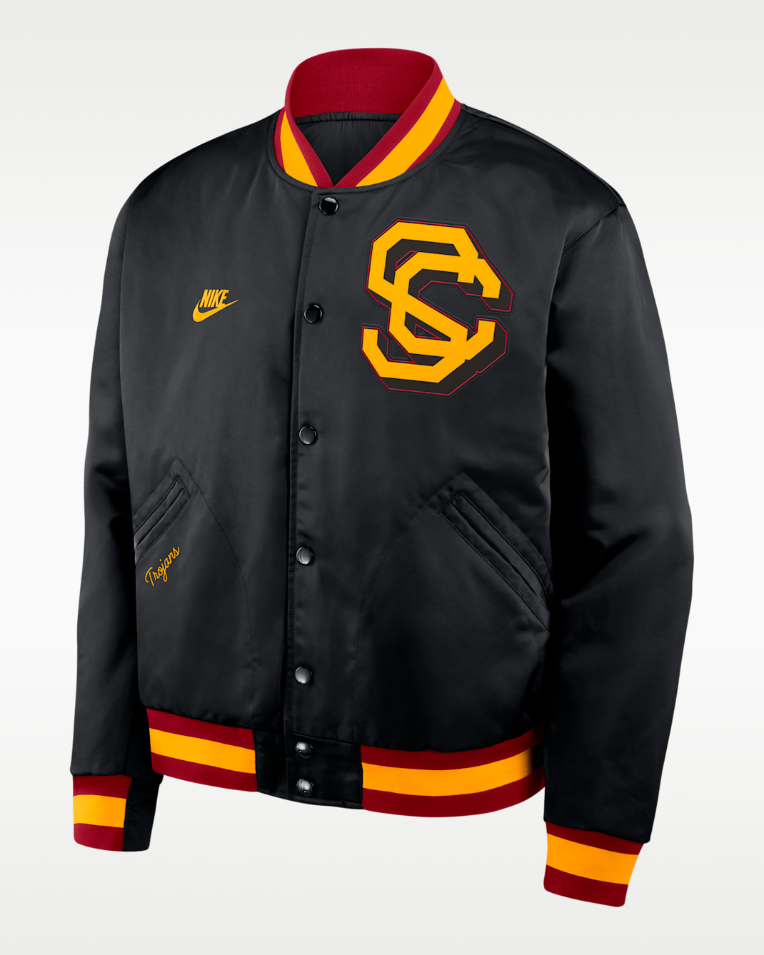 Chamarra bomber universitaria Nike de cierre a presión de largo completo para hombre USC Legacy - Negro