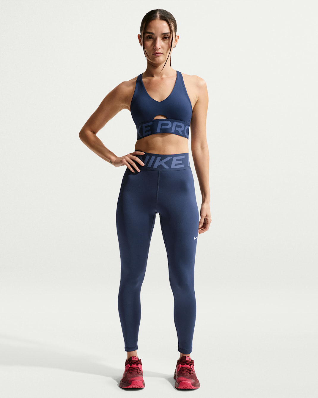 나이키 프로 스컬프트 여성 하이웨이스트 풀 렝스 레깅스 - 미드나이트 네이비/화이트