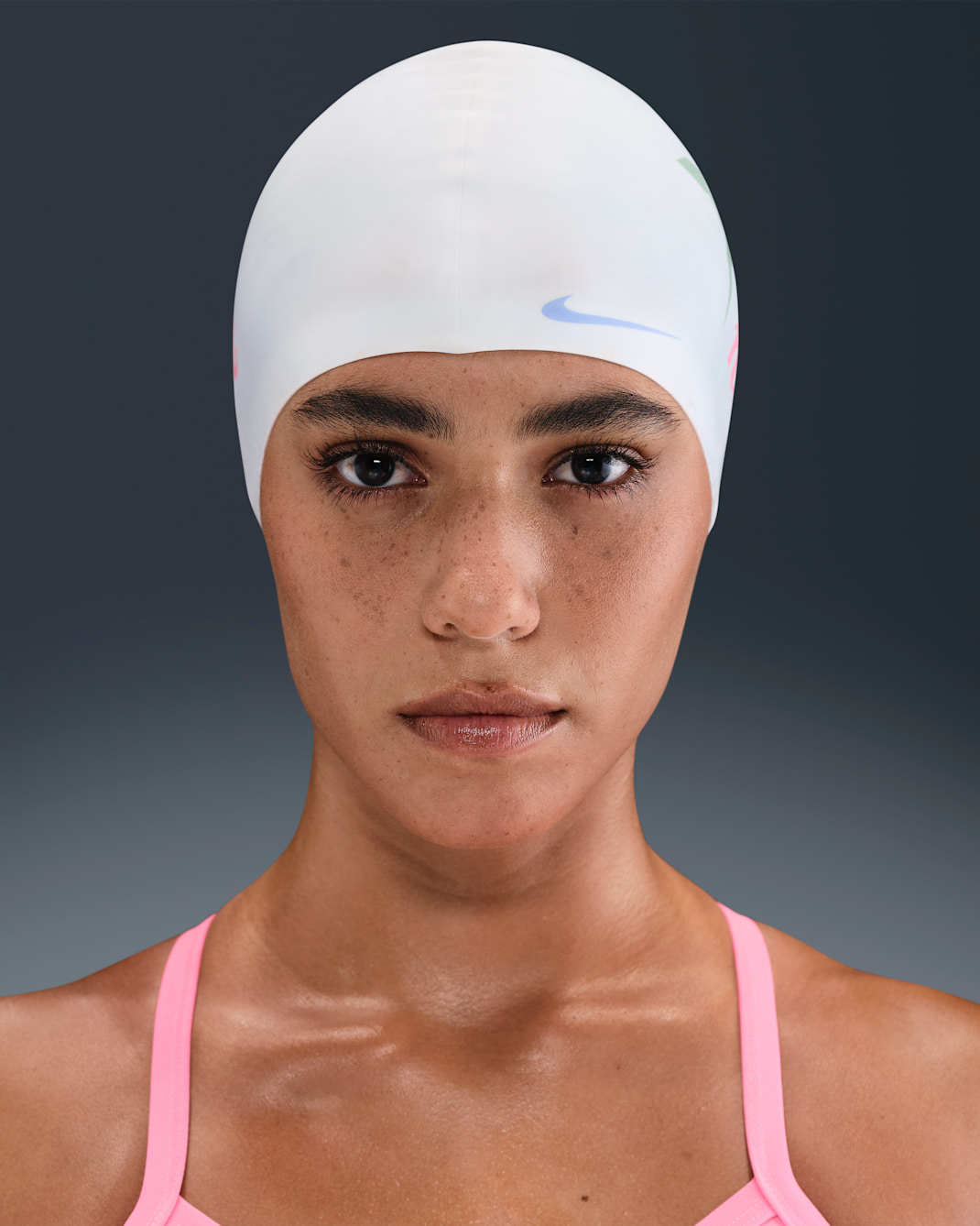Nike Swim Silicone Cap - White/Light Thistle/Pink Glow/Light Thistle