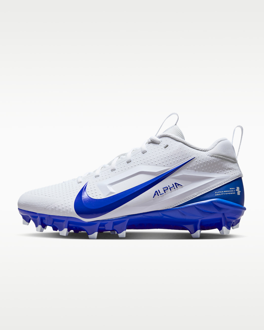 Nike Alpha Menace 4 Varsity Football Cleats - White/Hyper Royal/Photon Dust/Hyper Royal