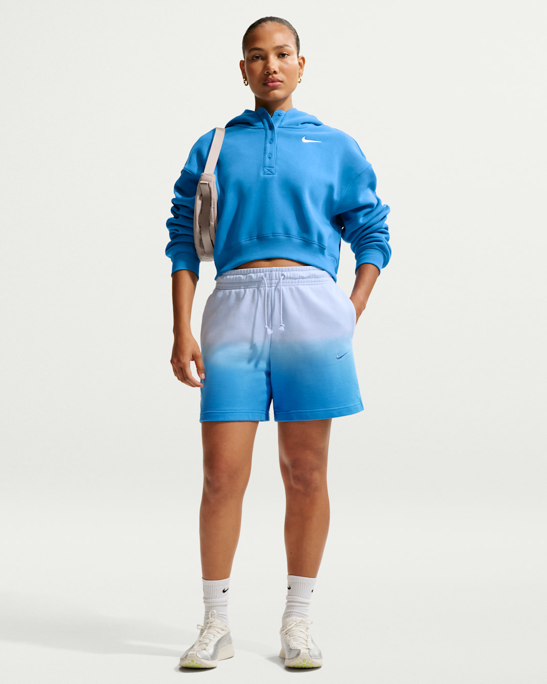 Nike Sportswear Phoenix Fleece Women's Mid-Rise Shorts - Hydrogen Blue/Light Photo Blue/Light Photo Blue