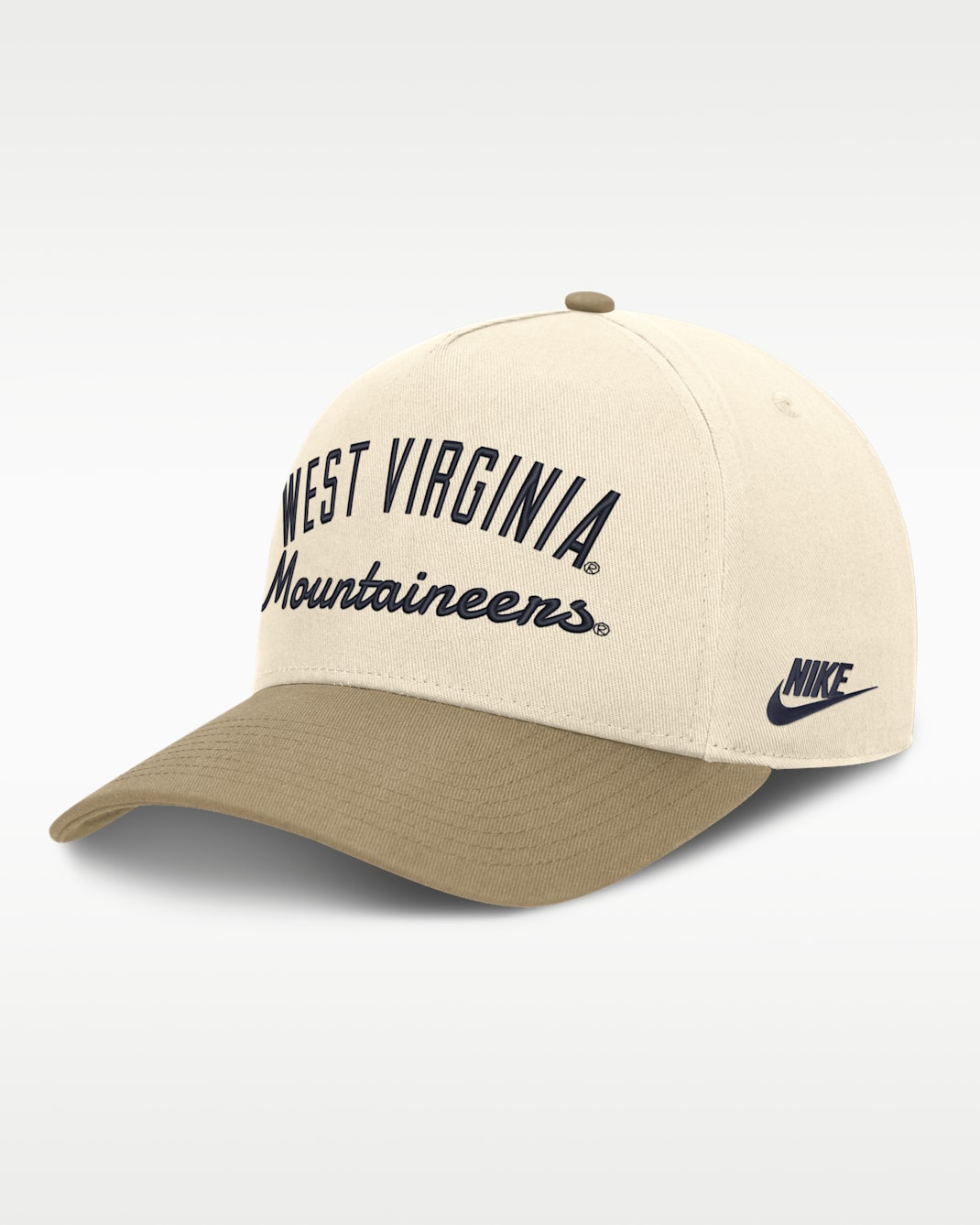 West Virginia Legacy Rise Men's Nike College A-Frame Adjustable Hat - Natural/Classic Beige