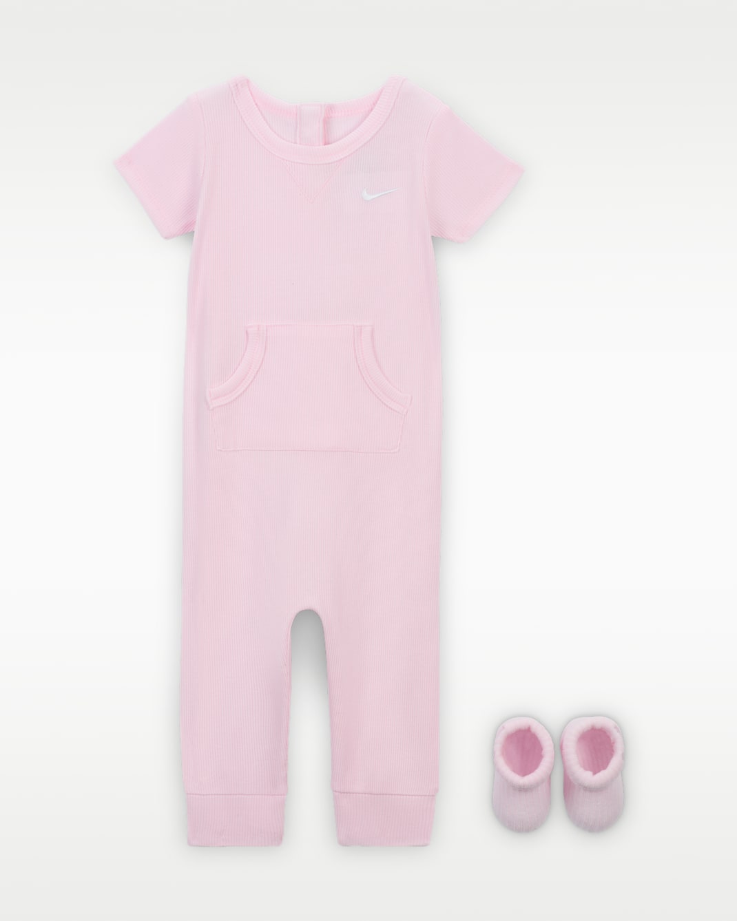 Nike Baby Rib Knit Romper and Socks Set - Pink Foam