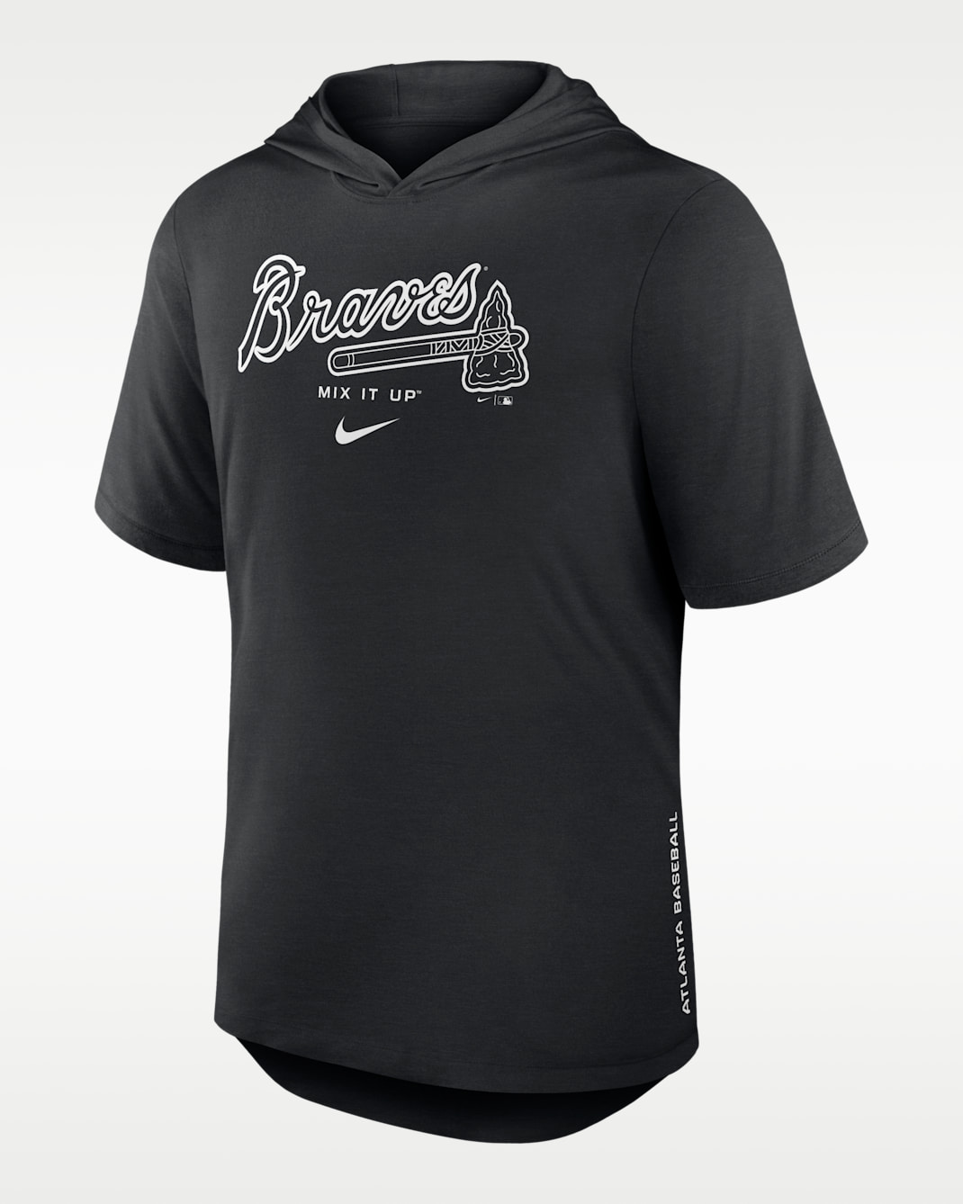 Atlanta Braves Arched Wordmark Men's Nike Dri-FIT MLB Hooded T-Shirt - Black