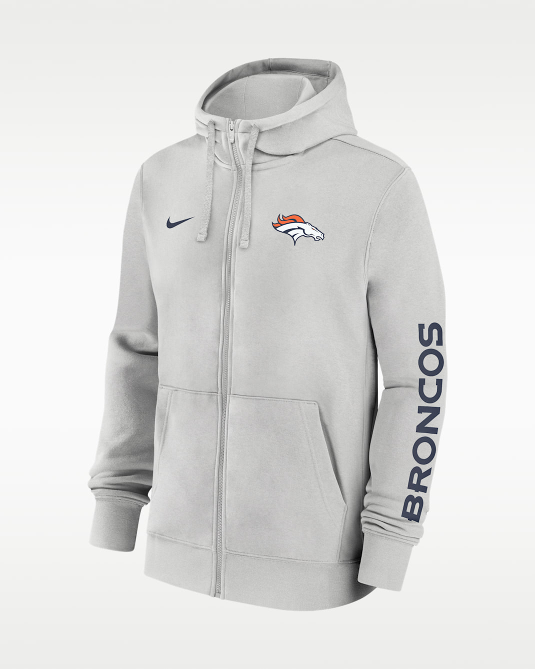 Denver Broncos Club Men's Nike NFL Full-Zip Hoodie - Grey