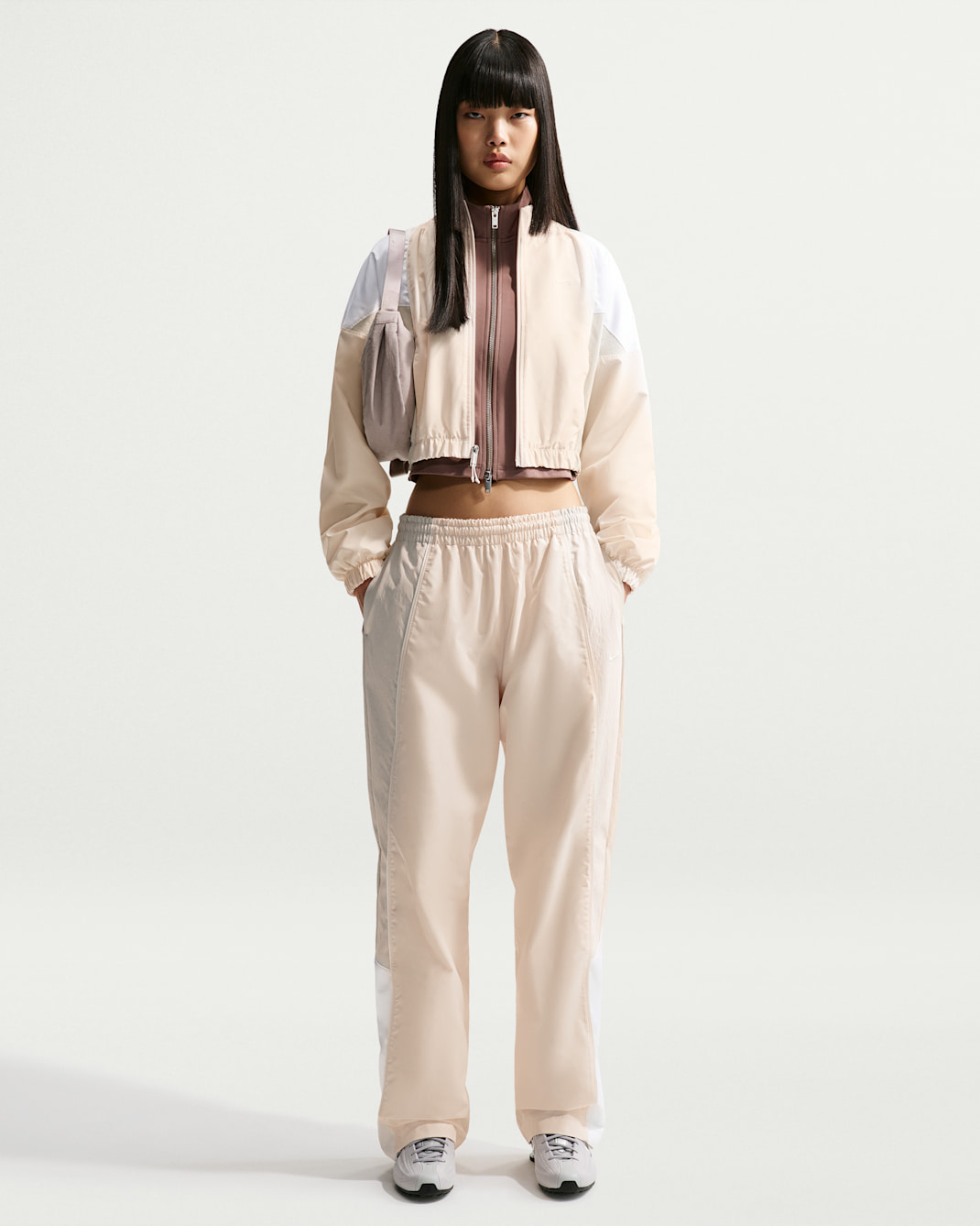 Nike Sportswear Women's Oversized Mid-Rise Tracksuit Bottoms - Chalk/Light Bone/White/Sail