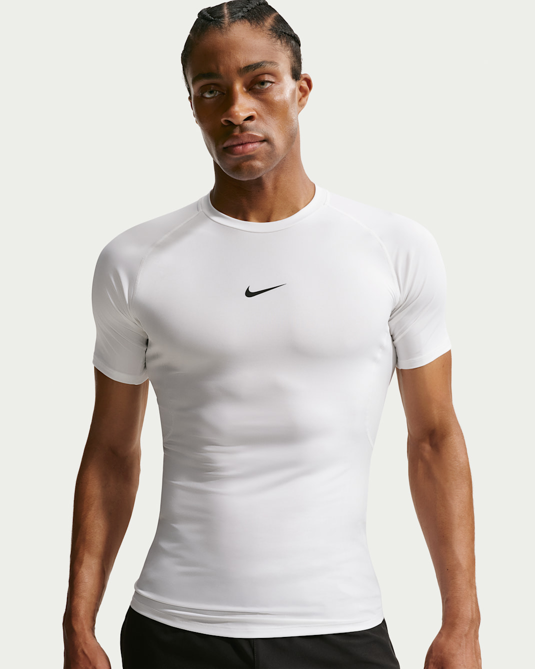 Nike Pro Men's Dri-FIT Tight Short-Sleeve Fitness Top - White/Black