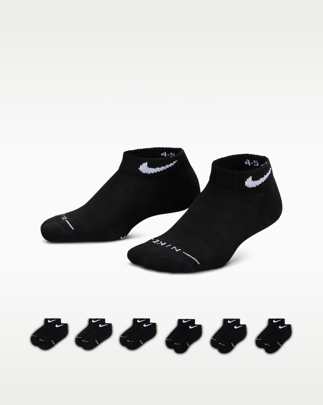 Nike Kids' Dri-FIT Elevated Everyday Low Socks (6 Pairs) - Black/White