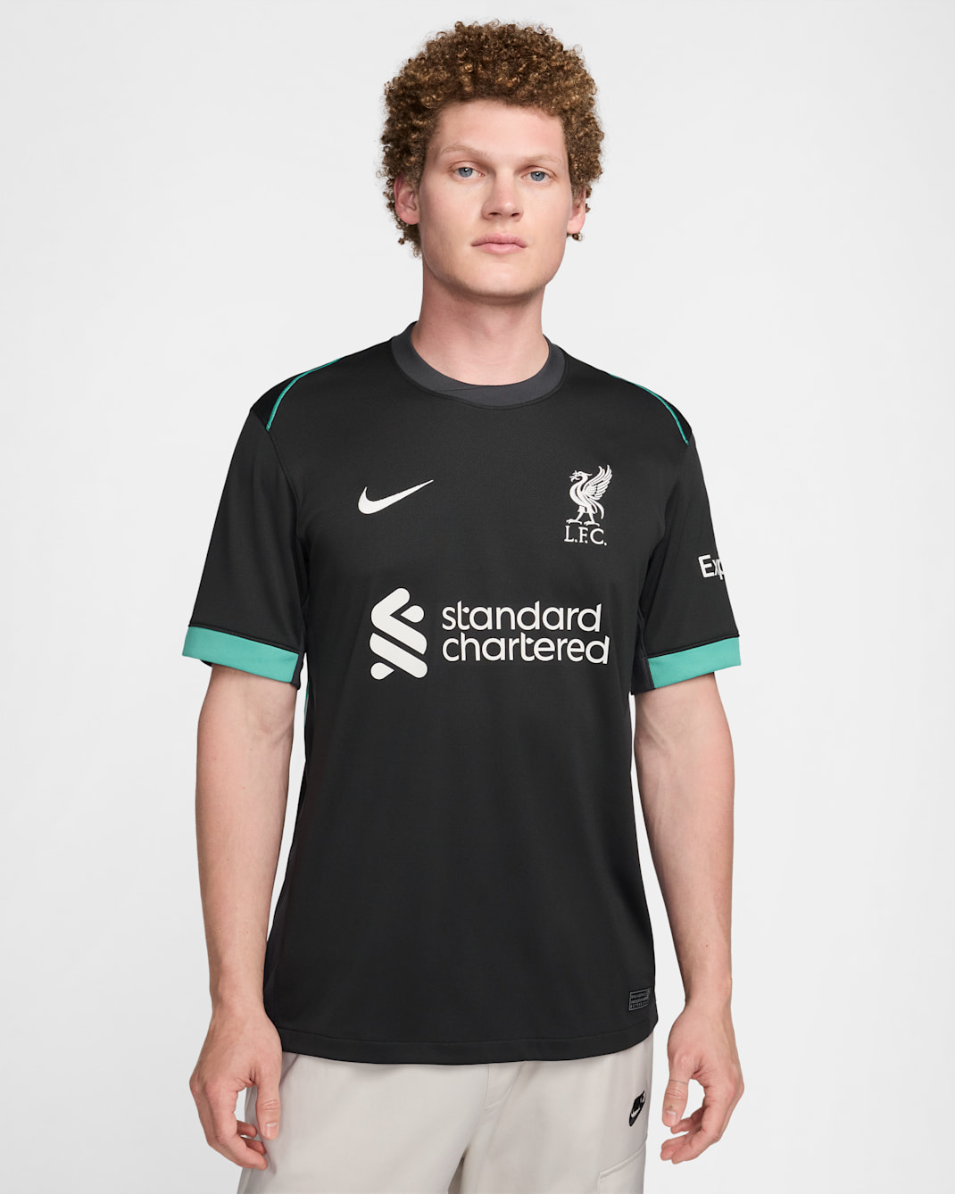 FC Liverpool 2024/25 Stadium Away Nike Replika-Fußballtrikot mit Dri-FIT-Technologie (Herren) - Schwarz/Anthracite/Washed Teal/Sail