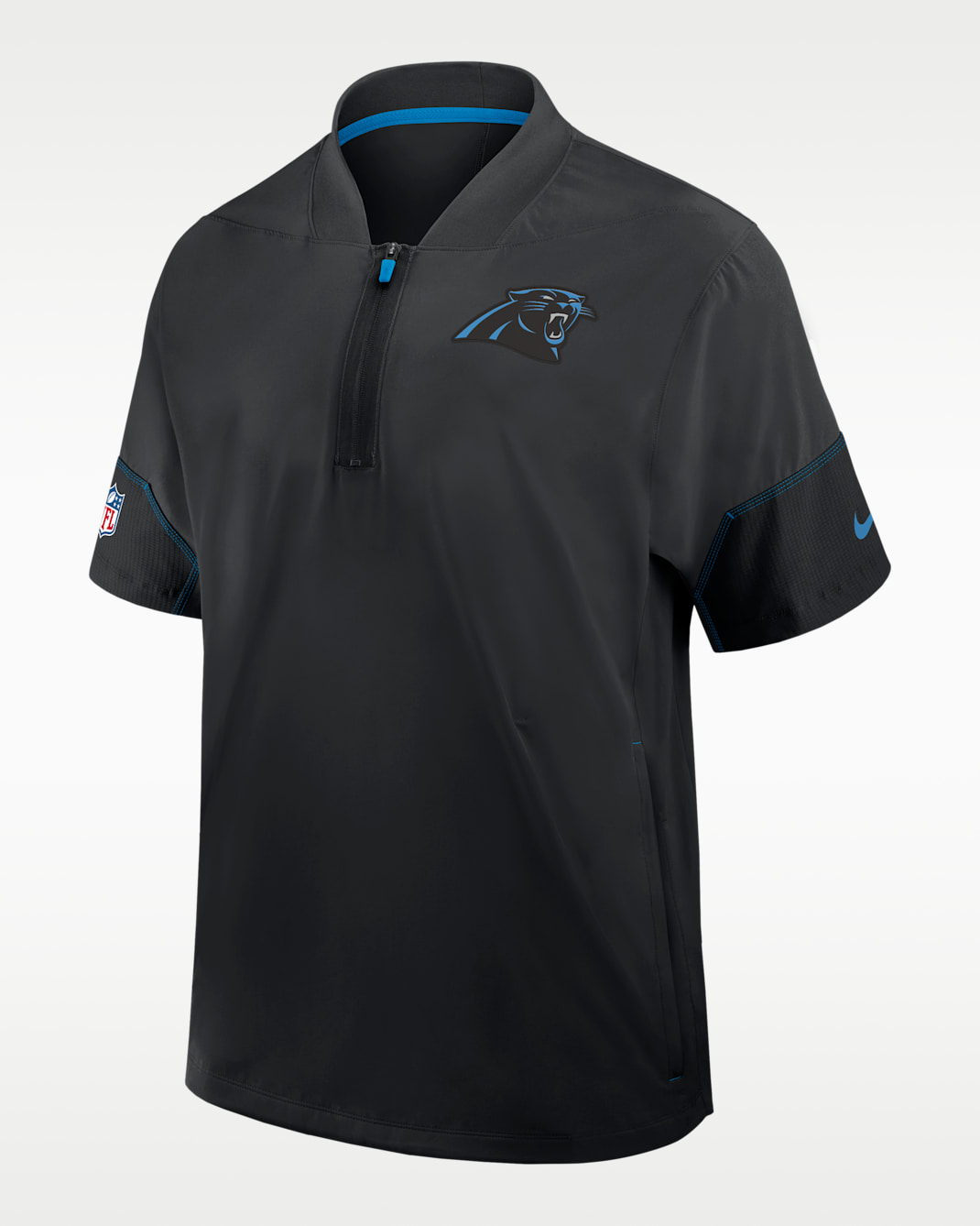Carolina Panthers Sideline Coach Men's Nike NFL 1/2-Zip Short-Sleeve Hooded Jacket - Black