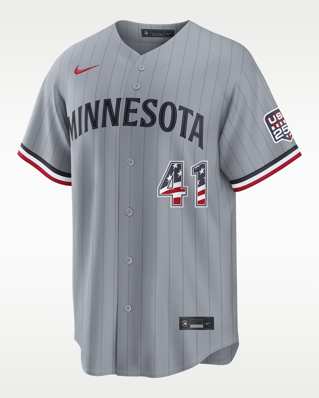 Joe Ryan Minnesota Twins USA 250 Men's Nike MLB Stadium Jersey - Grey
