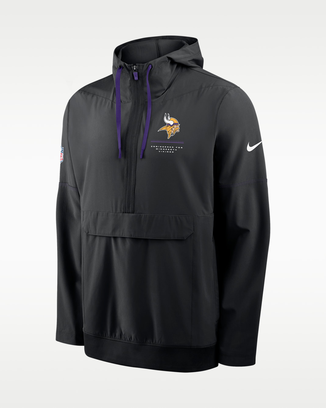 Chamarra con gorro de medio cierre Nike de la NFL para hombre Minnesota Vikings Sideline Anorak - Negro