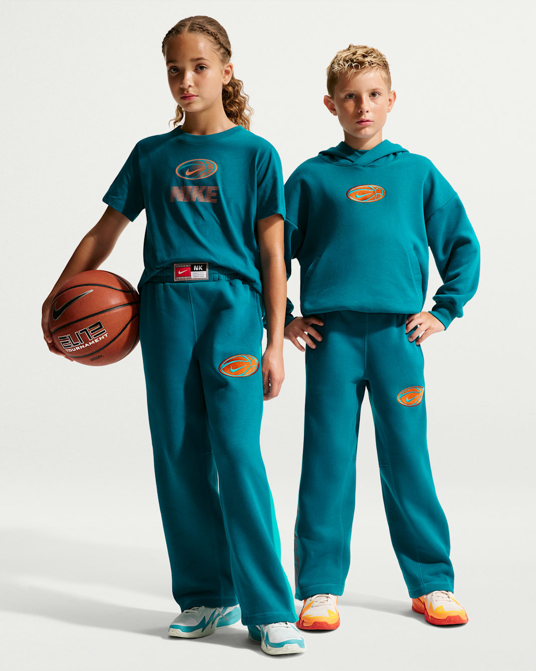 Παντελόνι μπάσκετ Nike για μεγάλα παιδιά - Bright Spruce/Energy/Safety Orange