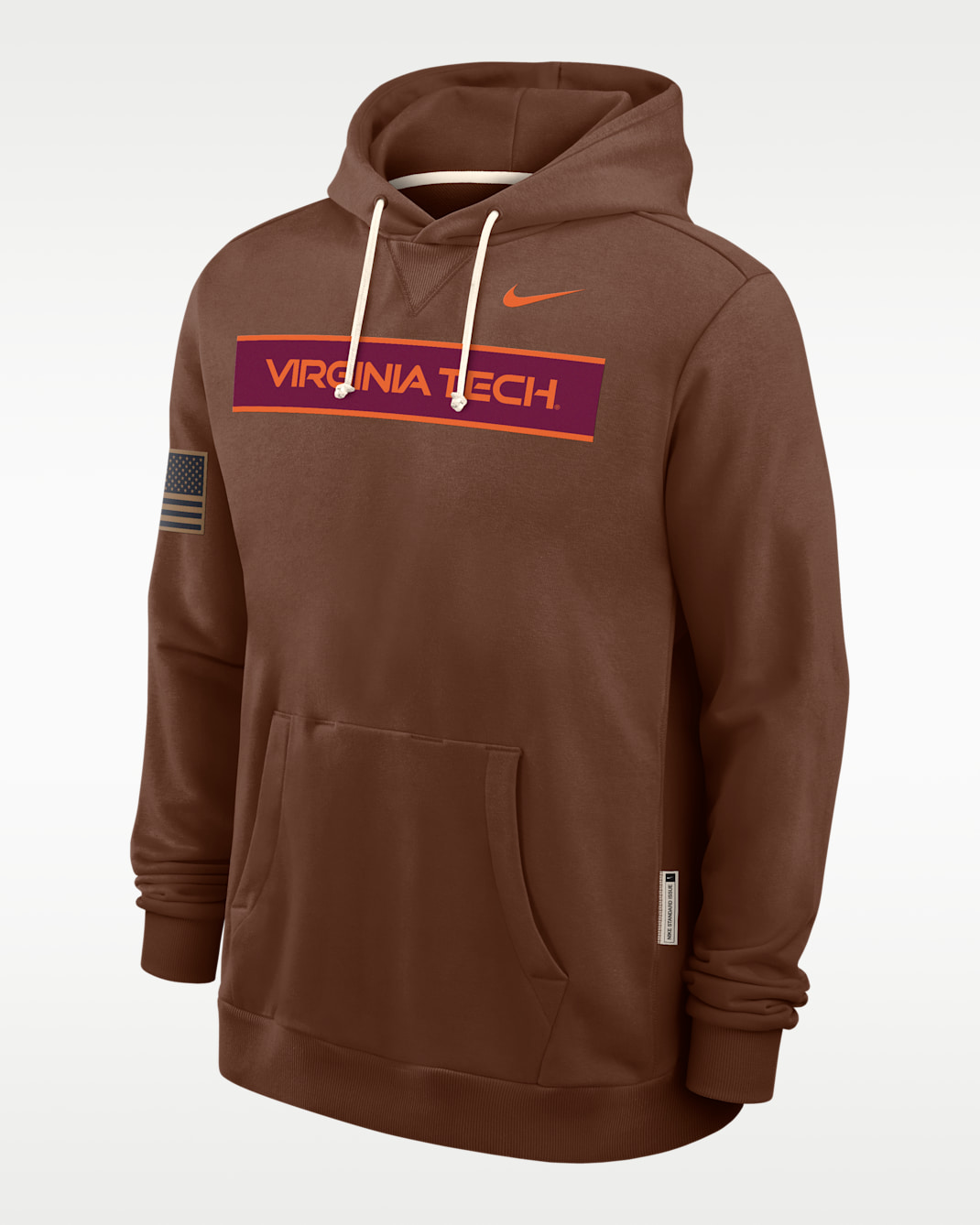 Virginia Tech 2026 Military Appreciation Men's Nike Dri-FIT College Long-Sleeve Hooded Top - Brown