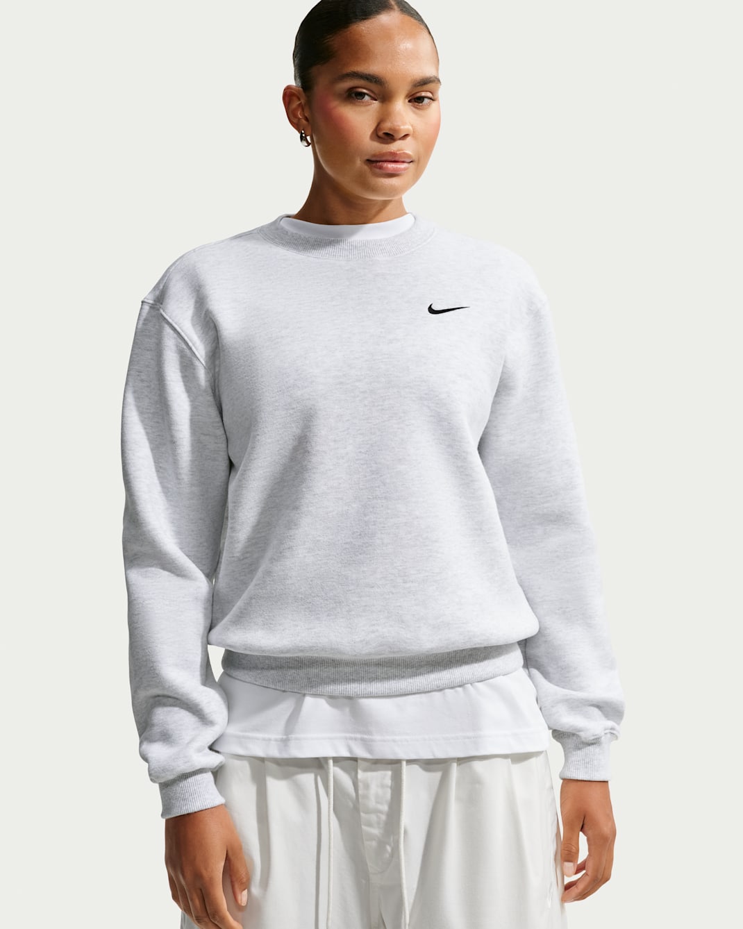 Nike Studio Fleece Medium Weight Women's Crew - Birch Heather/Black