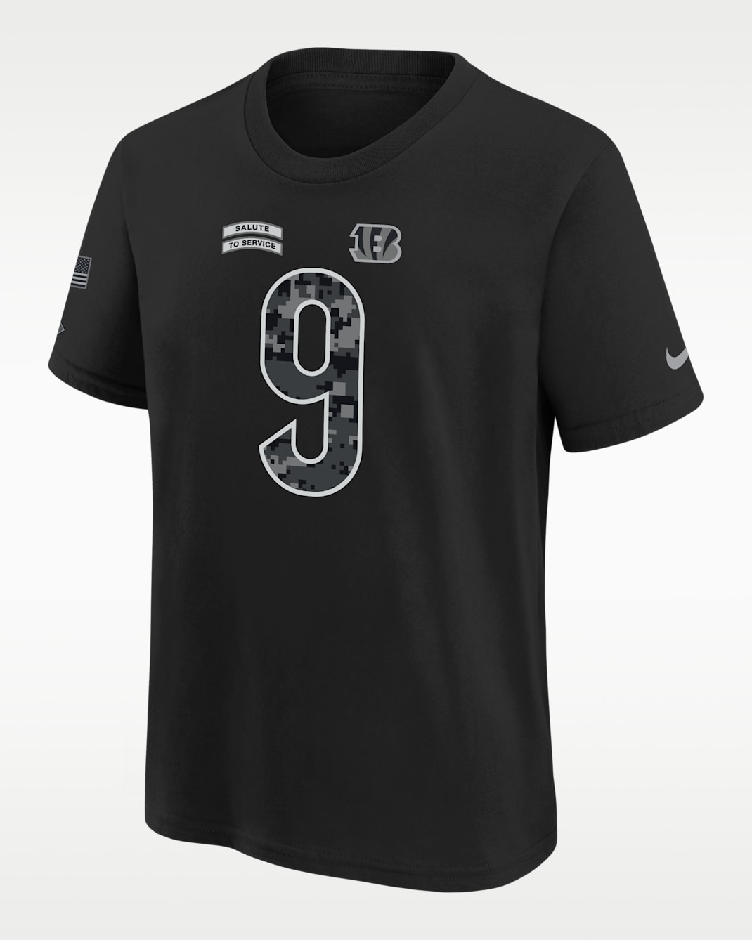 Joe Burrow Cincinnati Bengals Salute to Service Big Kids' Nike NFL T-Shirt - Black