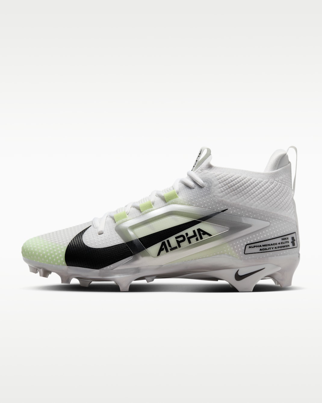 Nike Alpha Menace 4 Elite Football Cleats - White/Metallic Silver/Photon Dust/Black