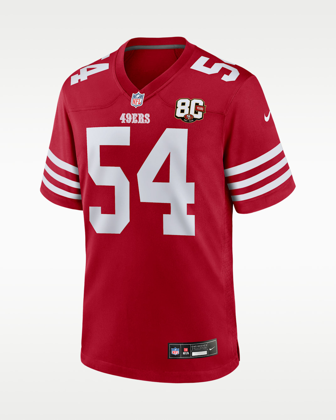 Fred Warner San Francisco 49ers 80th Anniversary Men's Nike NFL Game Jersey - Scarlet