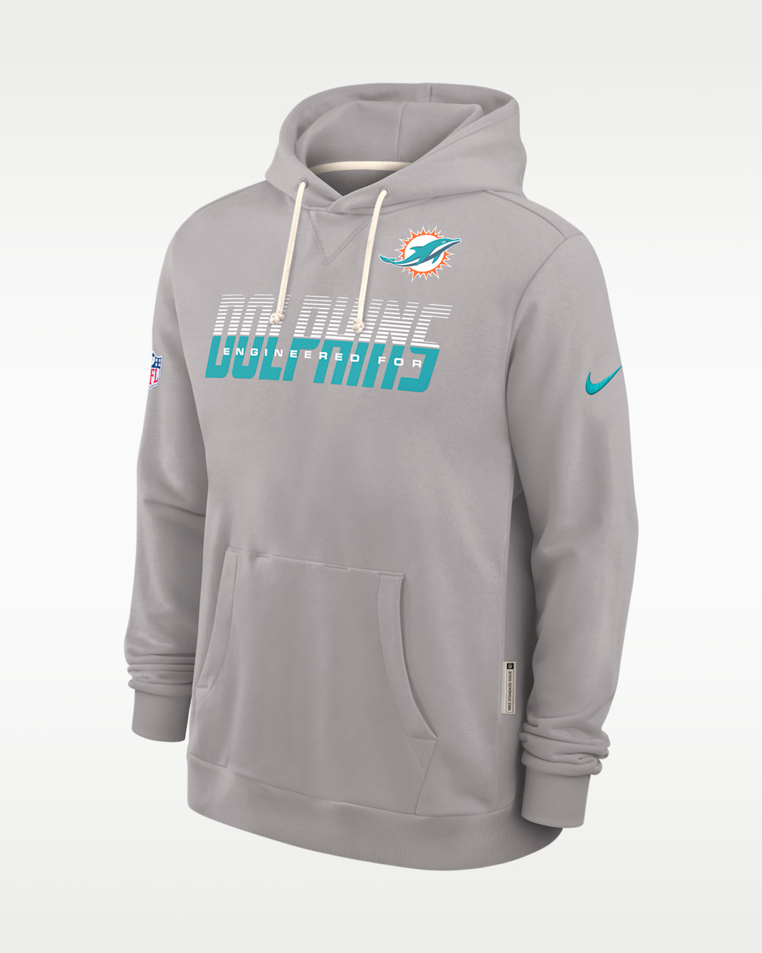 Miami Dolphins Sideline Standard Issue Men's Nike Dri-FIT NFL Pullover Hoodie - Grey