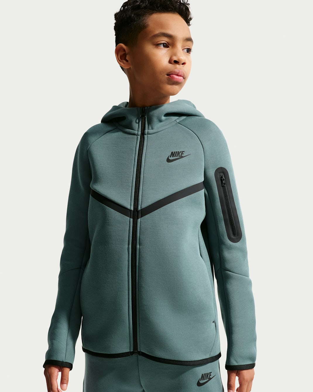 Nike Sportswear Tech Fleece Older Kids' Full-Zip Hoodie - Mineral Slate/Black/Black