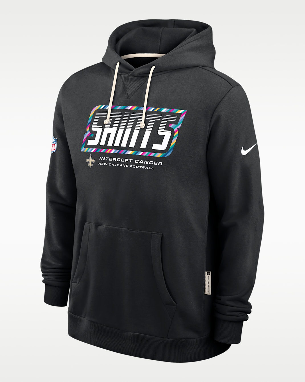 New Orleans Saints Crucial Catch Sideline Standard Issue Men's Nike Dri-FIT NFL Pullover Hoodie - Black