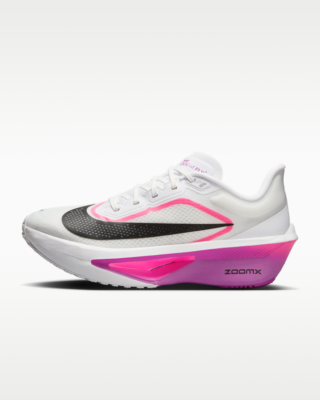 Nike Zoom Fly 6 女款路跑競速跑鞋 - 白色/Vivid Grape/Hyper Pink/黑色