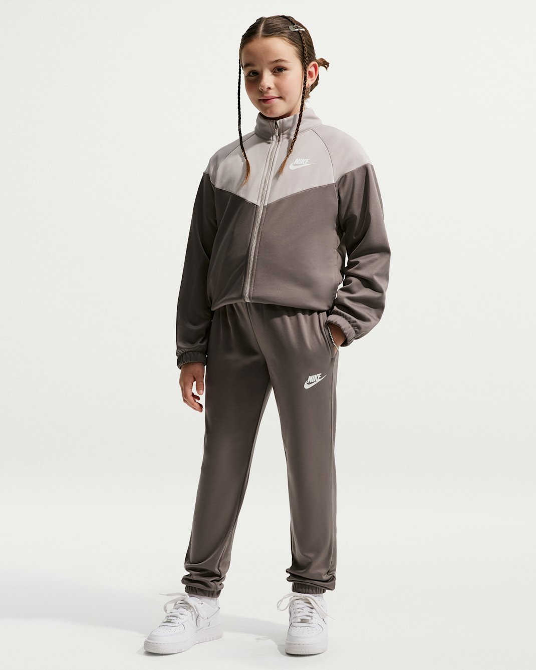 Nike Sportswear Big Kids' Dri-FIT Tracksuit - Cave Stone/Moon Particle/White