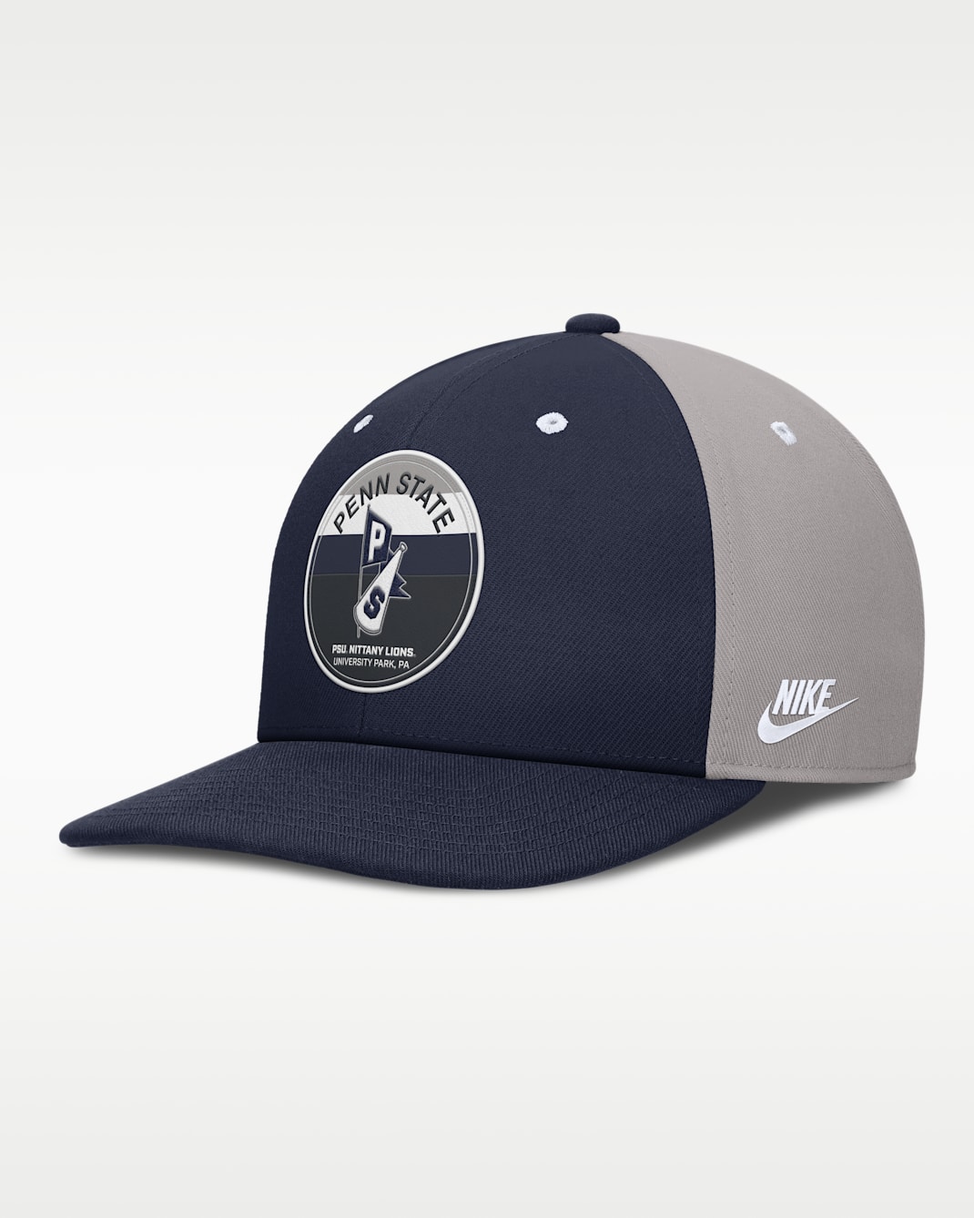 Gorra universitaria Nike Dri-FIT ajustable para hombre Penn State Athletic Prep Pro - Gris/Azul marino