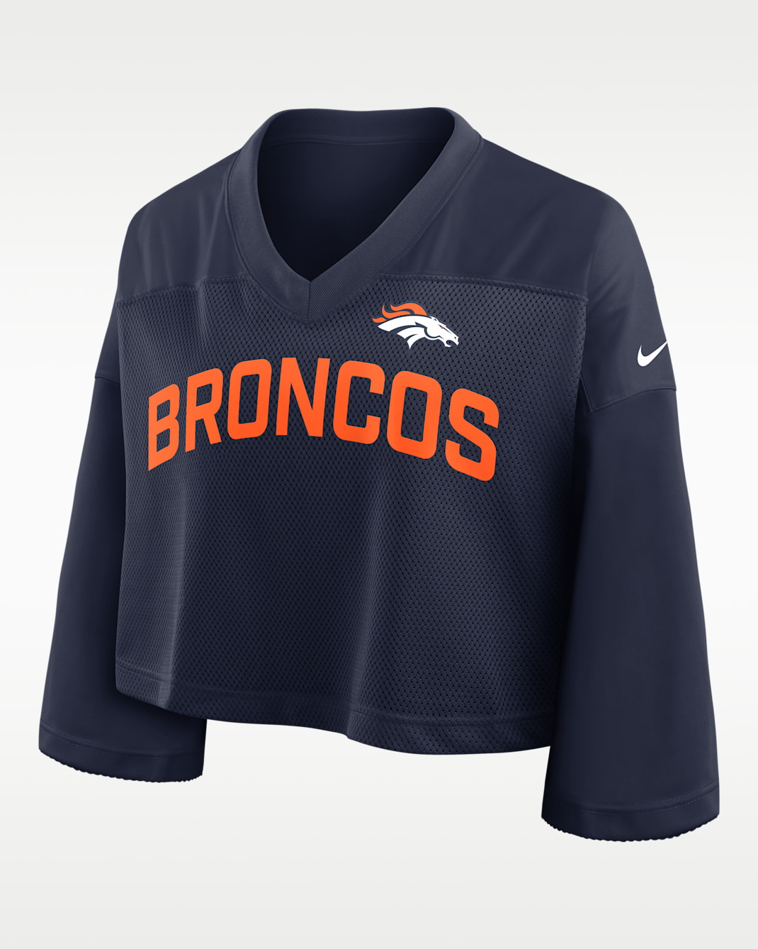 Top cropped Nike Dri-FIT de la NFL para mujer Denver Broncos Wide Receiver Jersey Fashion - Azul marino