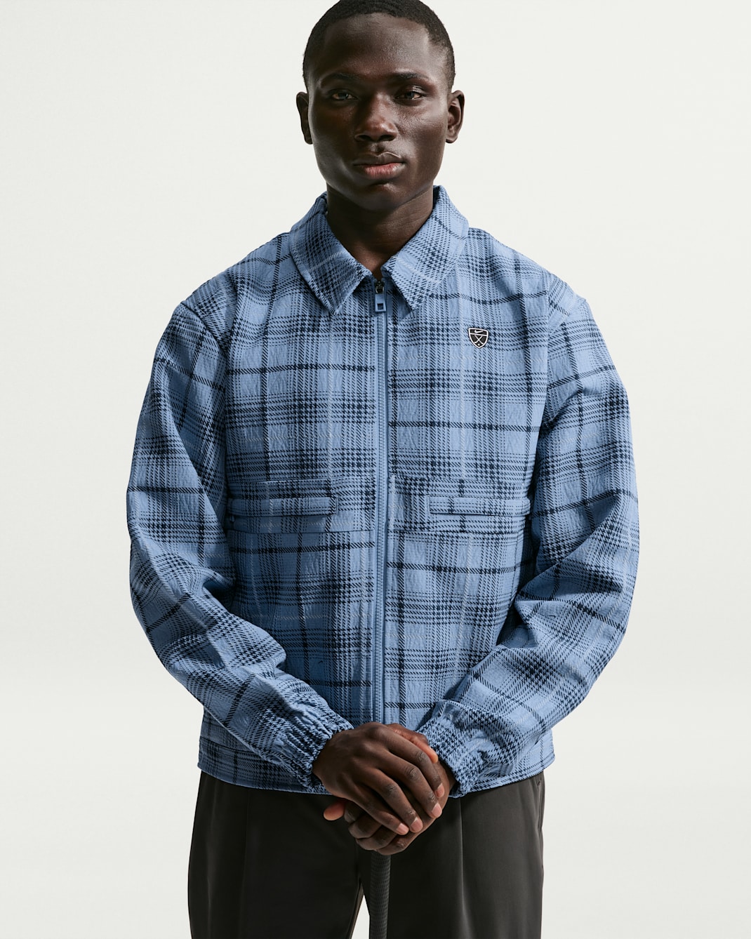 Nike Tartan Men's Loose Golf Jacket - Work Blue/Black