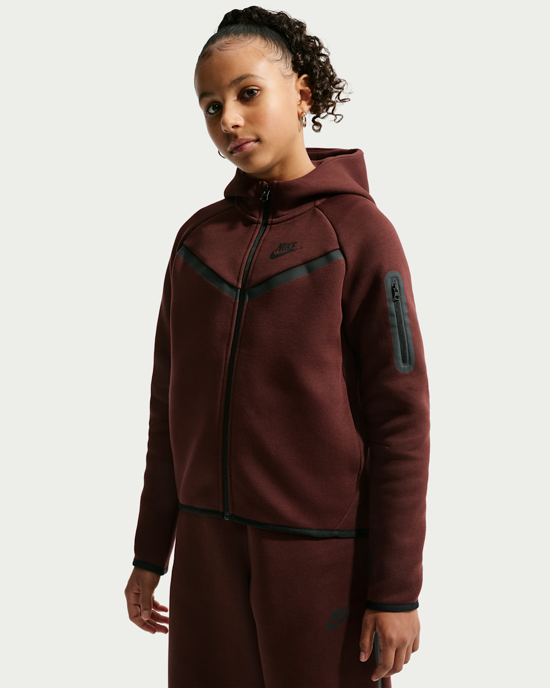 Nike Sportswear Tech Fleece Girls' Full-Zip Hoodie - Mystic Dates/Black/Black
