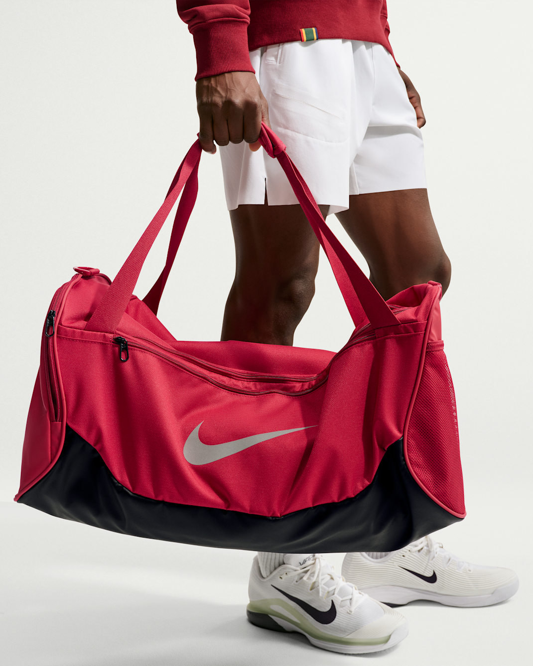 Sac de sport de training Nike Brasilia (taille moyenne, 60 L) - Tough Red/Noir/Reflect Silver